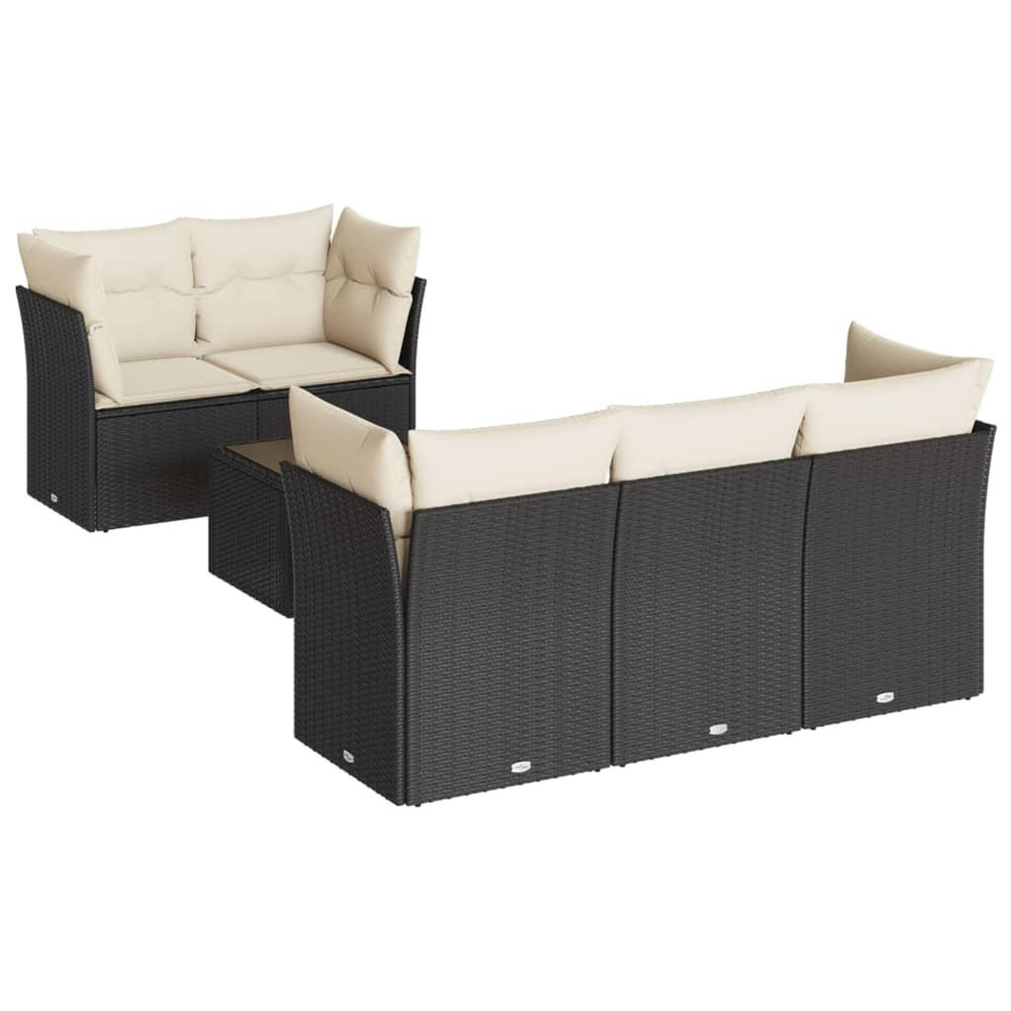 Voir la diapositive 2 : VIDAXL Salon de jardin 6 pcs avec coussins noir resine tressee