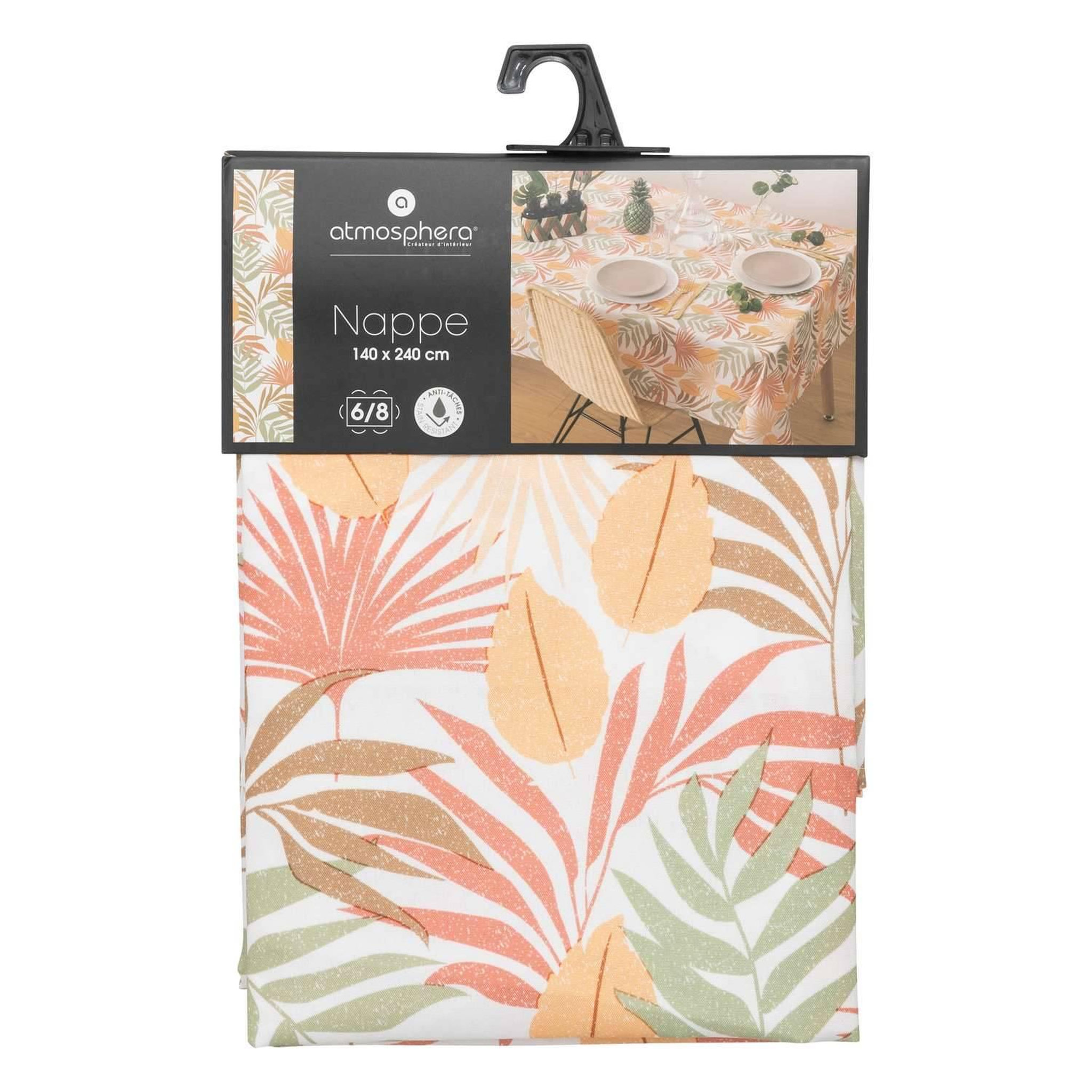 Voir la diapositive 4 : ATMOSPHERA Nappe anti-tache rectangulaire palm - 140 x 240 cm - multicolore