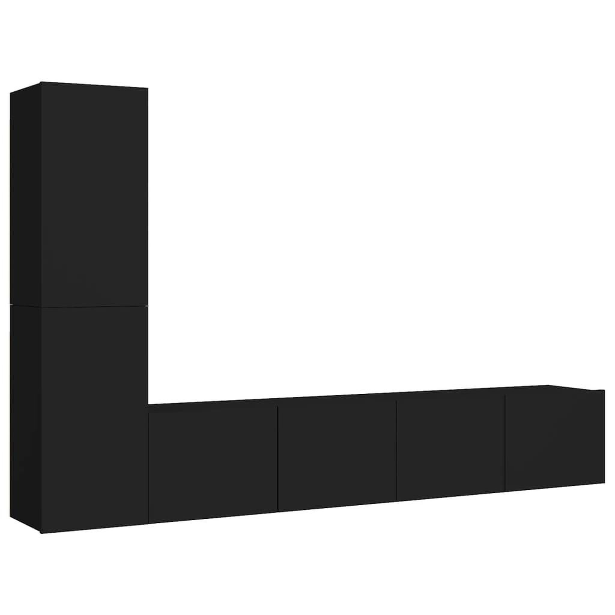 Voir la diapositive 2 : VIDAXL Ensemble de meubles TV 4 pcs Noir Bois d'ingenierie