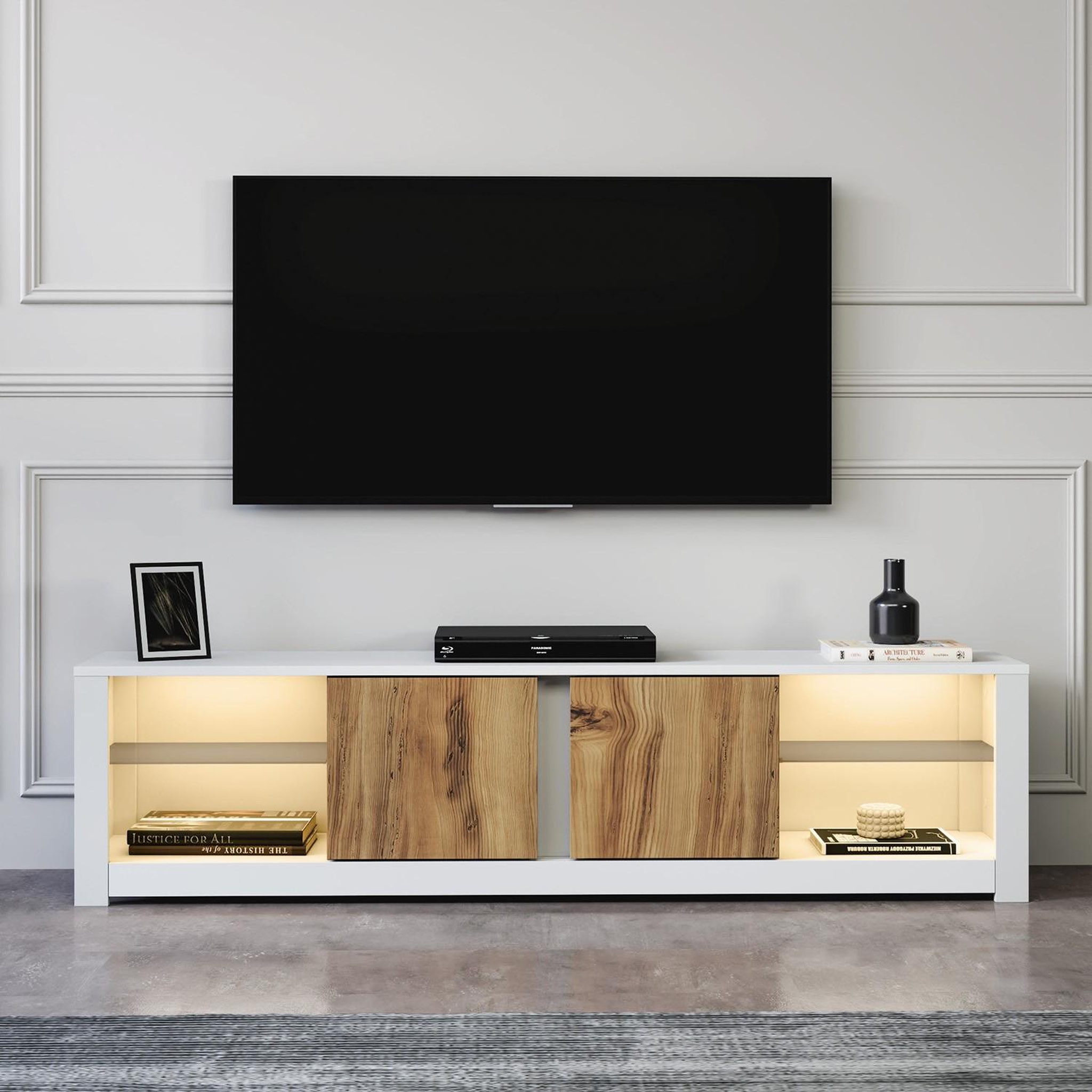 Voir la diapositive 3 : Habitat et Jardin Meuble tv en bois  aydos  180 x 35 x 45 cm - blanc