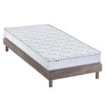 IDLITERIE Ensemble matelas mousse HR + latex avec sommier en kit pratique. Coloris disponibles : Gris