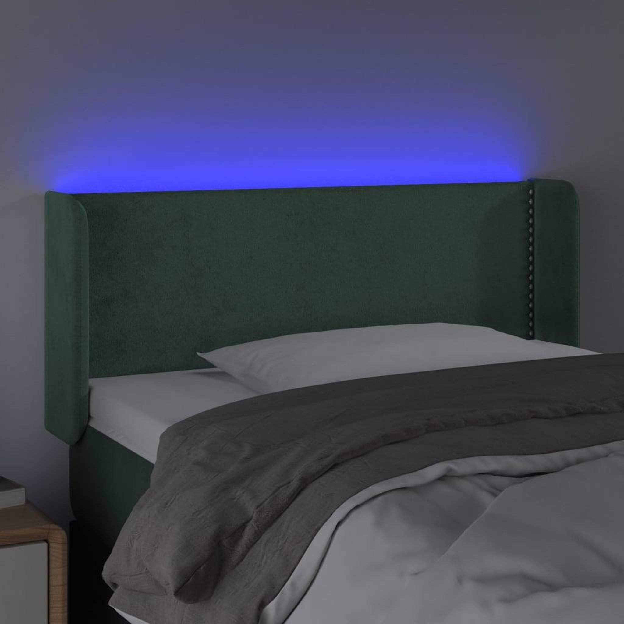Voir la diapositive 4 : VIDAXL Tete de lit a LED Vert fonce 93x16x78/88 cm Velours