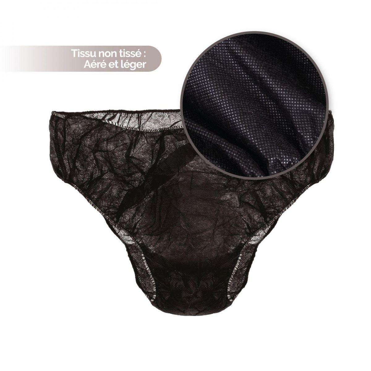VIVEZEN Lot de 60 culottes jetables en tissu non tissé - Noir