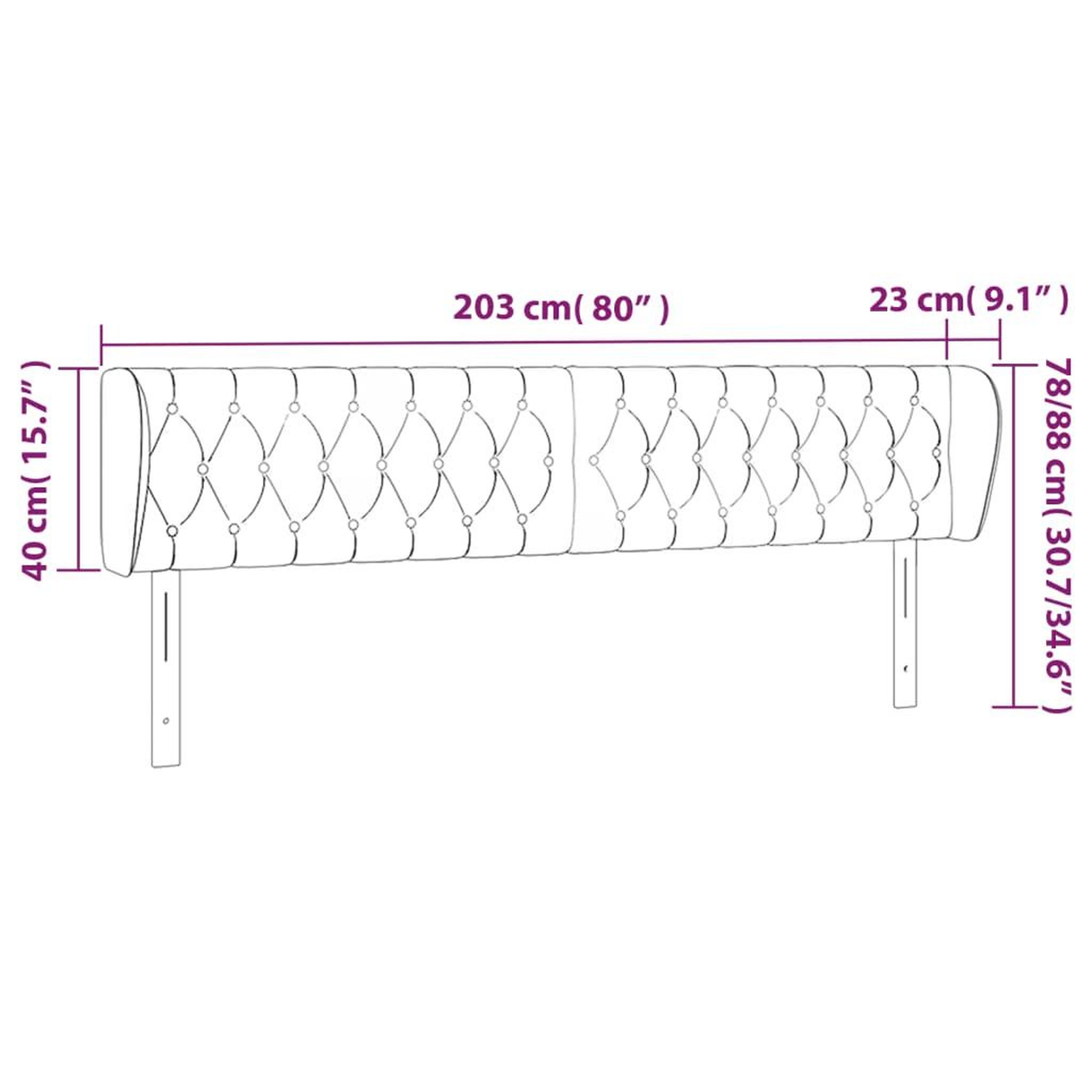 Voir la diapositive 6 : VIDAXL Tete de lit avec oreilles Bleu 203x23x78/88 cm Tissu