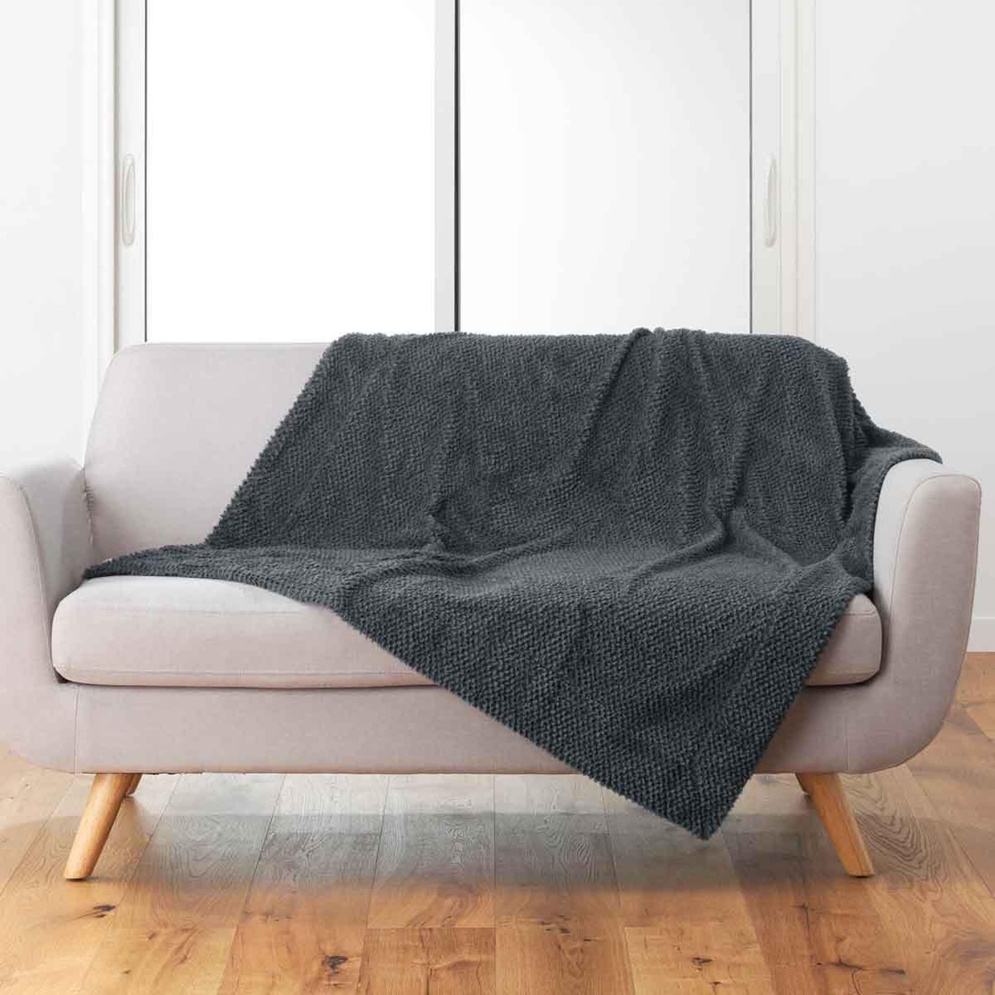 Douceur d'Intérieur Plaid imitation fourrure  icerberg  180x220cm anthracite