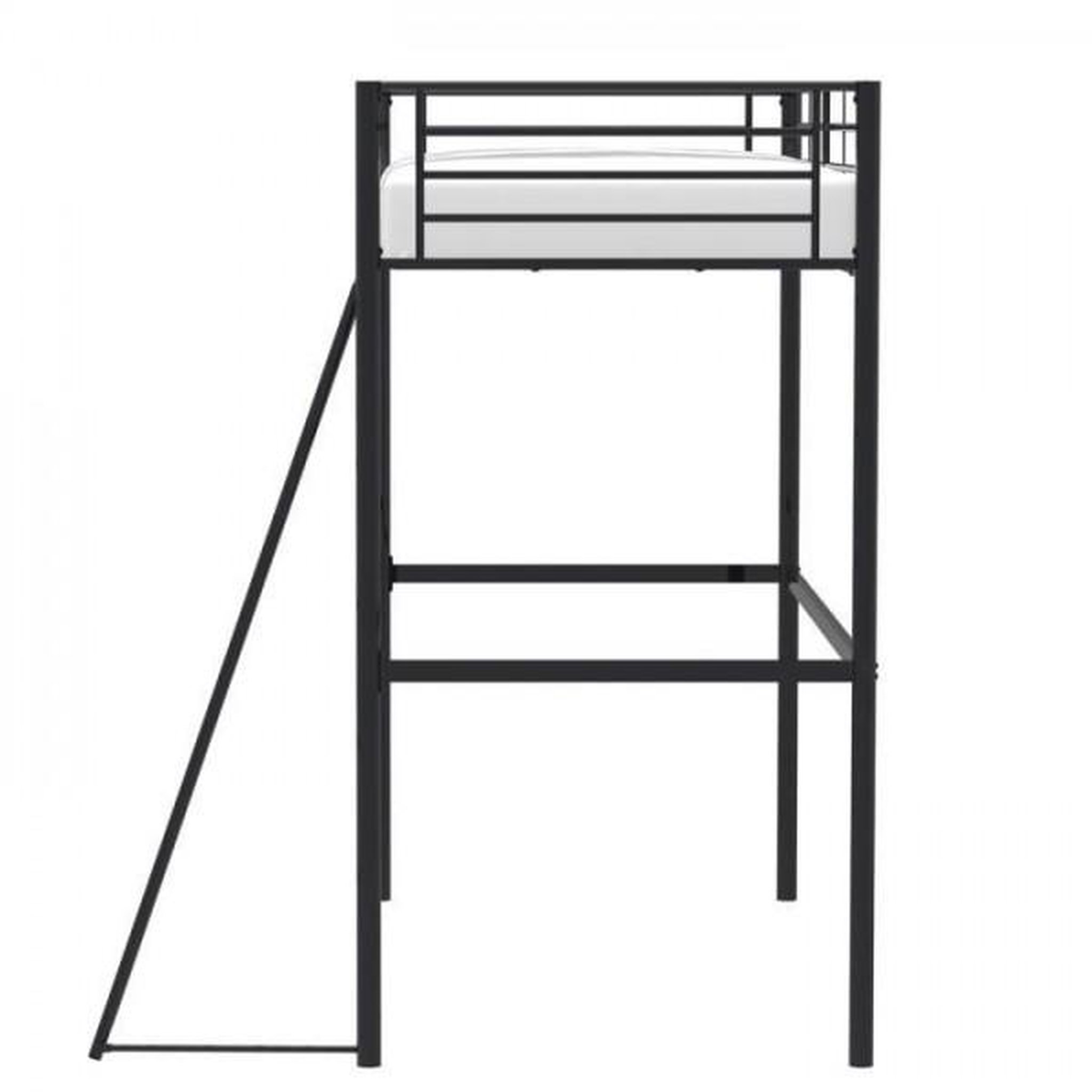 Voir la diapositive 6 : MARKET24 Lit mezzanine enfant ELIOT en métal noir 90x190cm avec sommier inclus