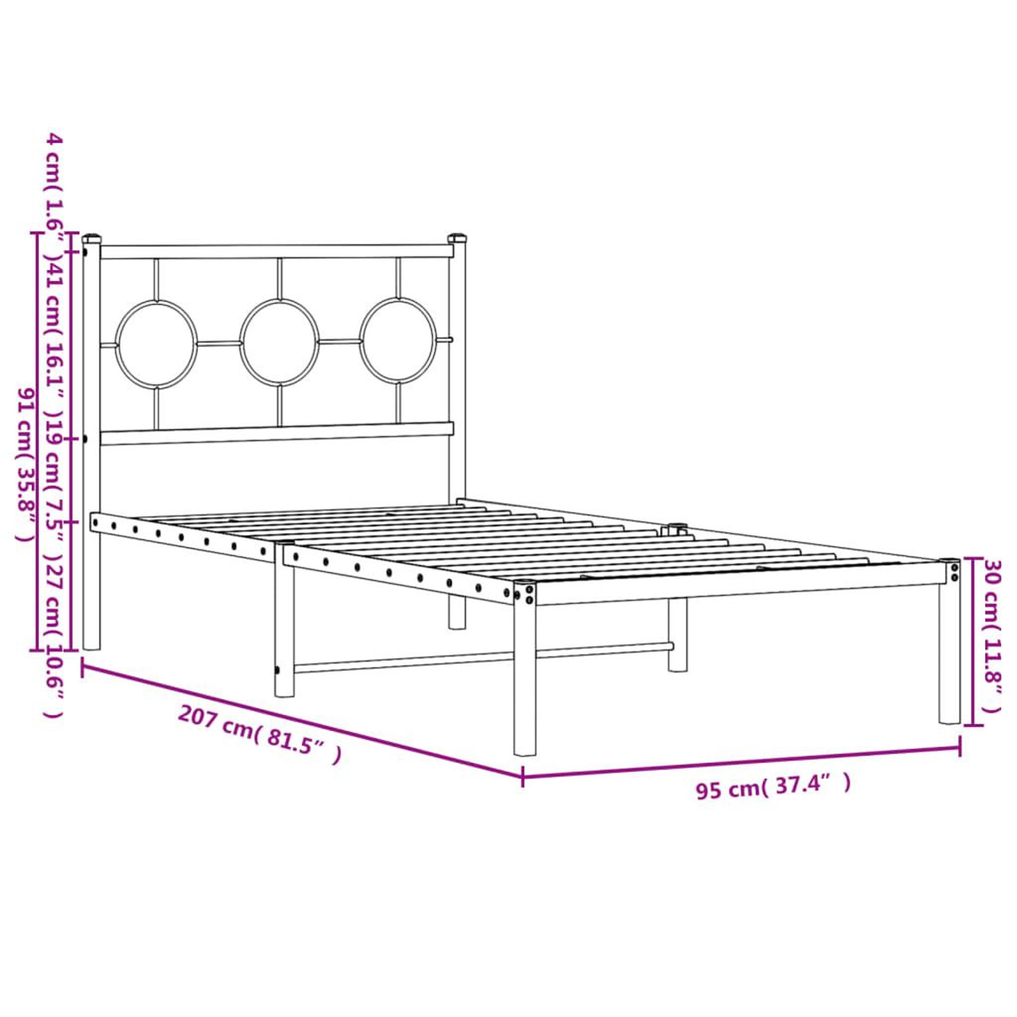 Voir la diapositive 6 : VIDAXL Cadre de lit metal sans matelas avec tete de lit blanc 90x200cm