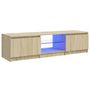 Voir la diapositive 2 : VIDAXL Meuble TV avec lumieres LED chene sonoma 140x40x35,5 cm