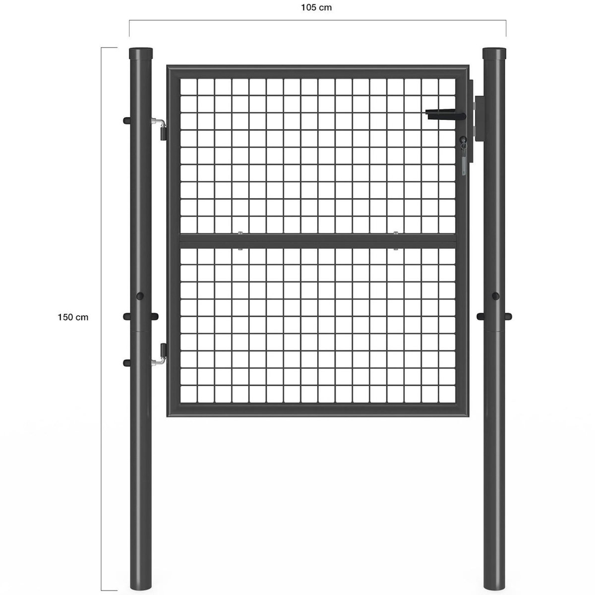ID MARKET Portillon de jardin 105 x 100 cm en acier avec serrure et poignée gris anthracite