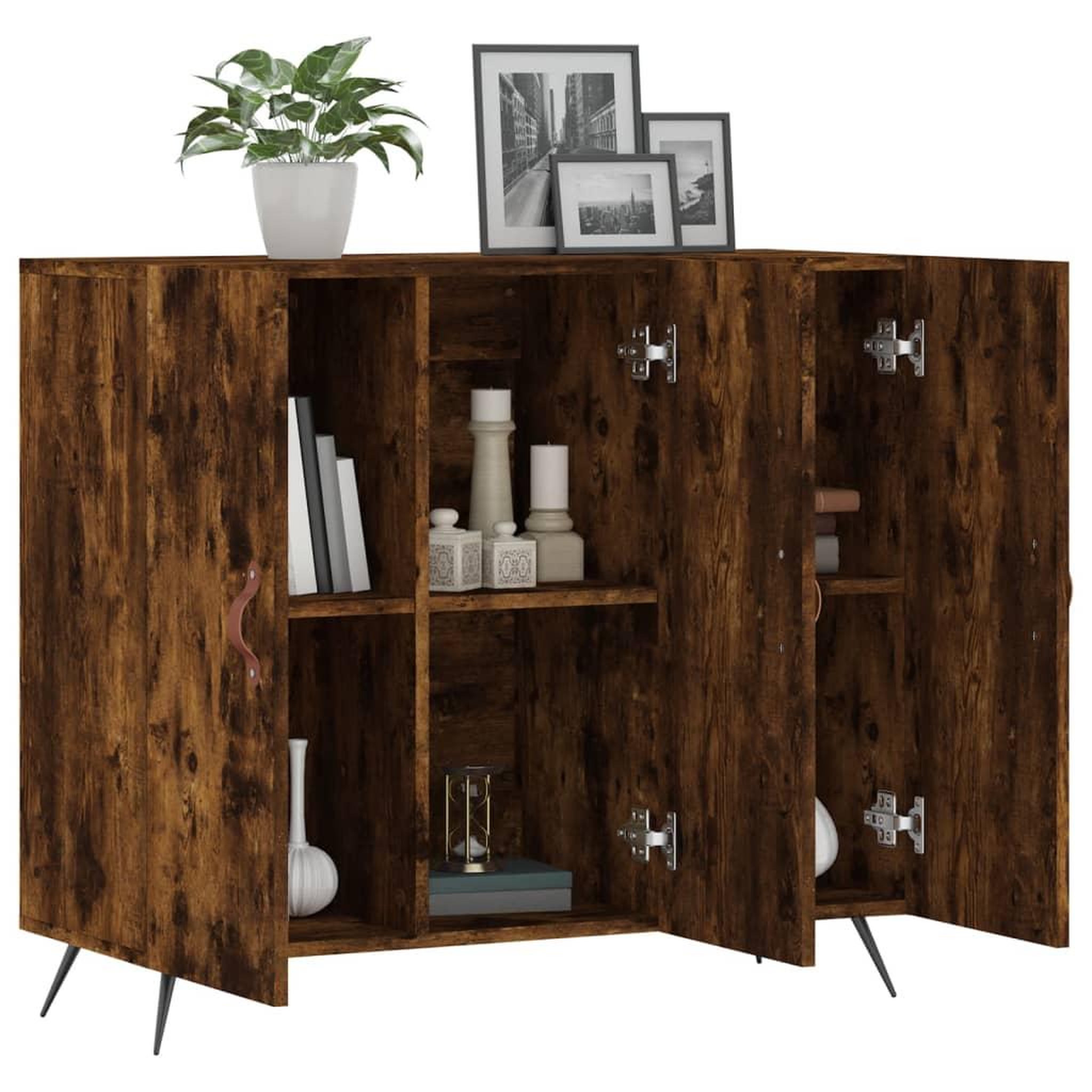 Voir la diapositive 4 : VIDAXL Buffet chene fume 90x34x80 cm bois d'ingenierie