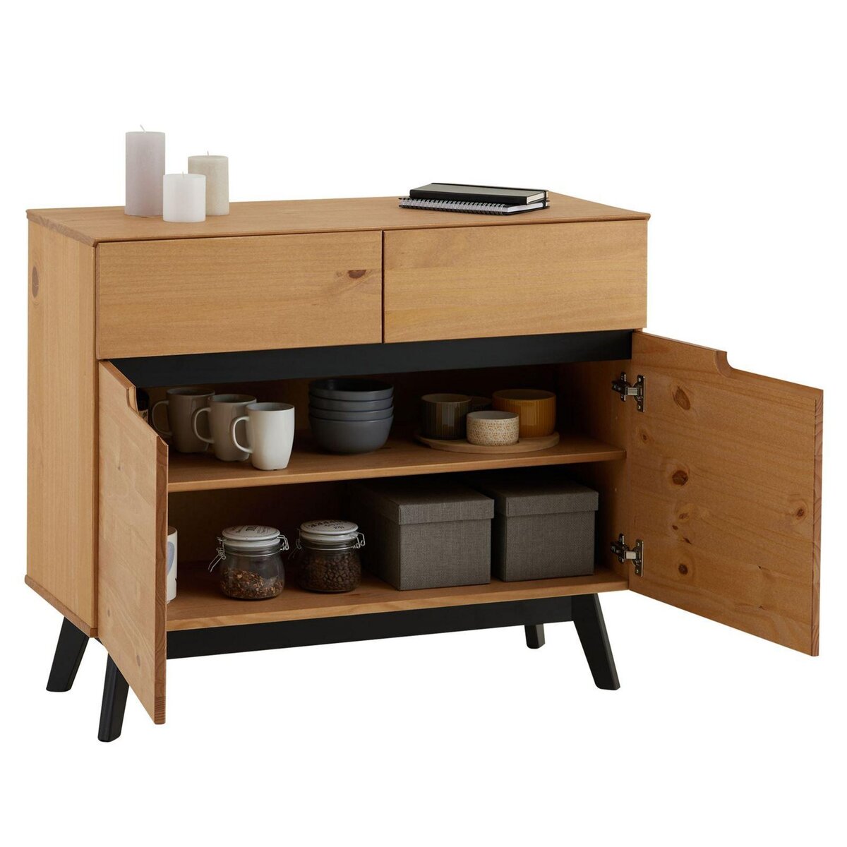 IDIMEX Buffet TIBOR, 2 tiroirs et 2 portes