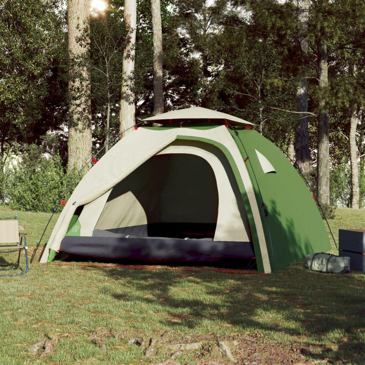 VIDAXL Tente de camping a dome 4 personnes vert liberation rapide