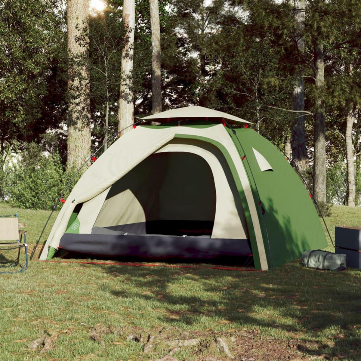 VIDAXL Tente de camping a dome 4 personnes vert liberation rapide