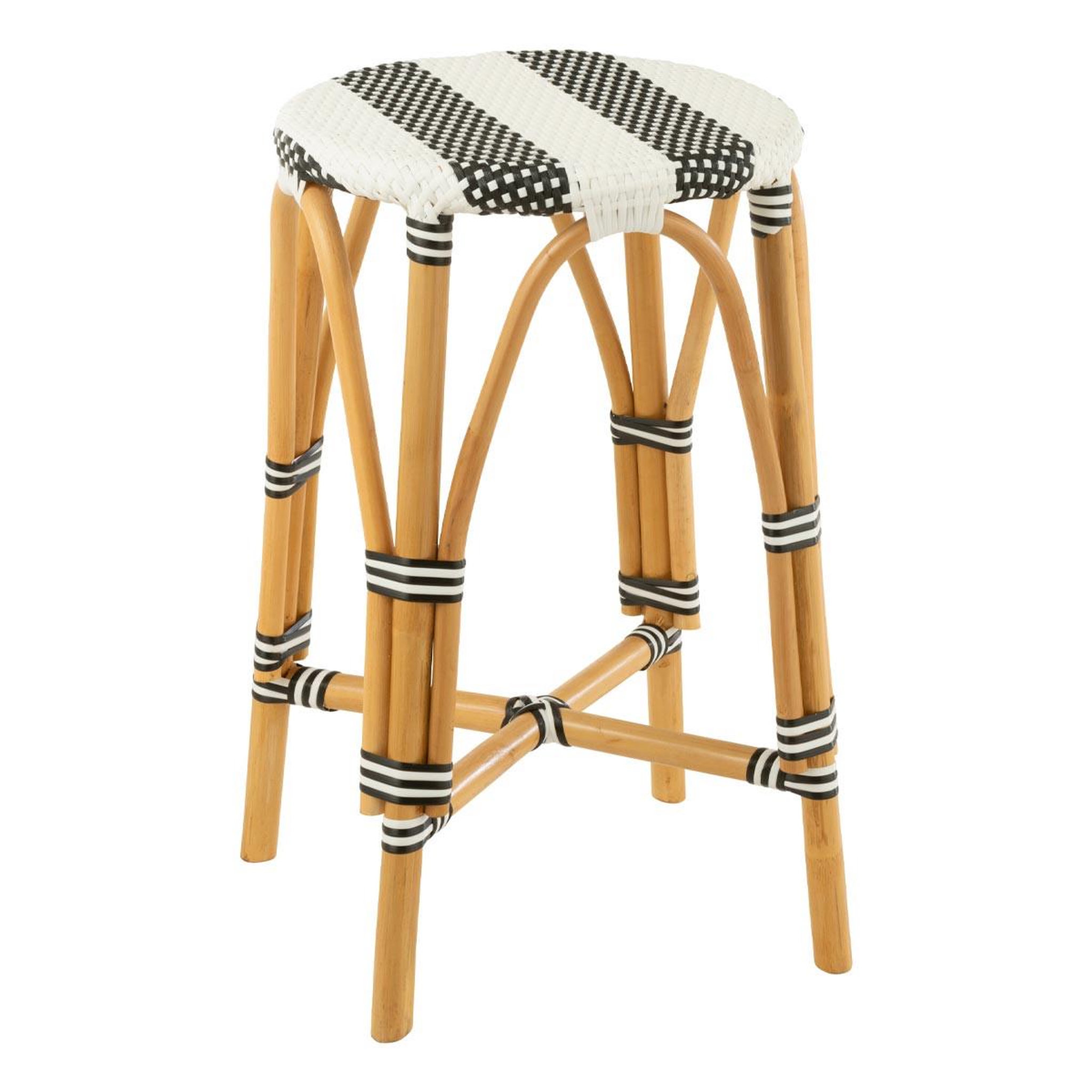 J-LINE Tabouret de bar en rotin  danial  65cm noir