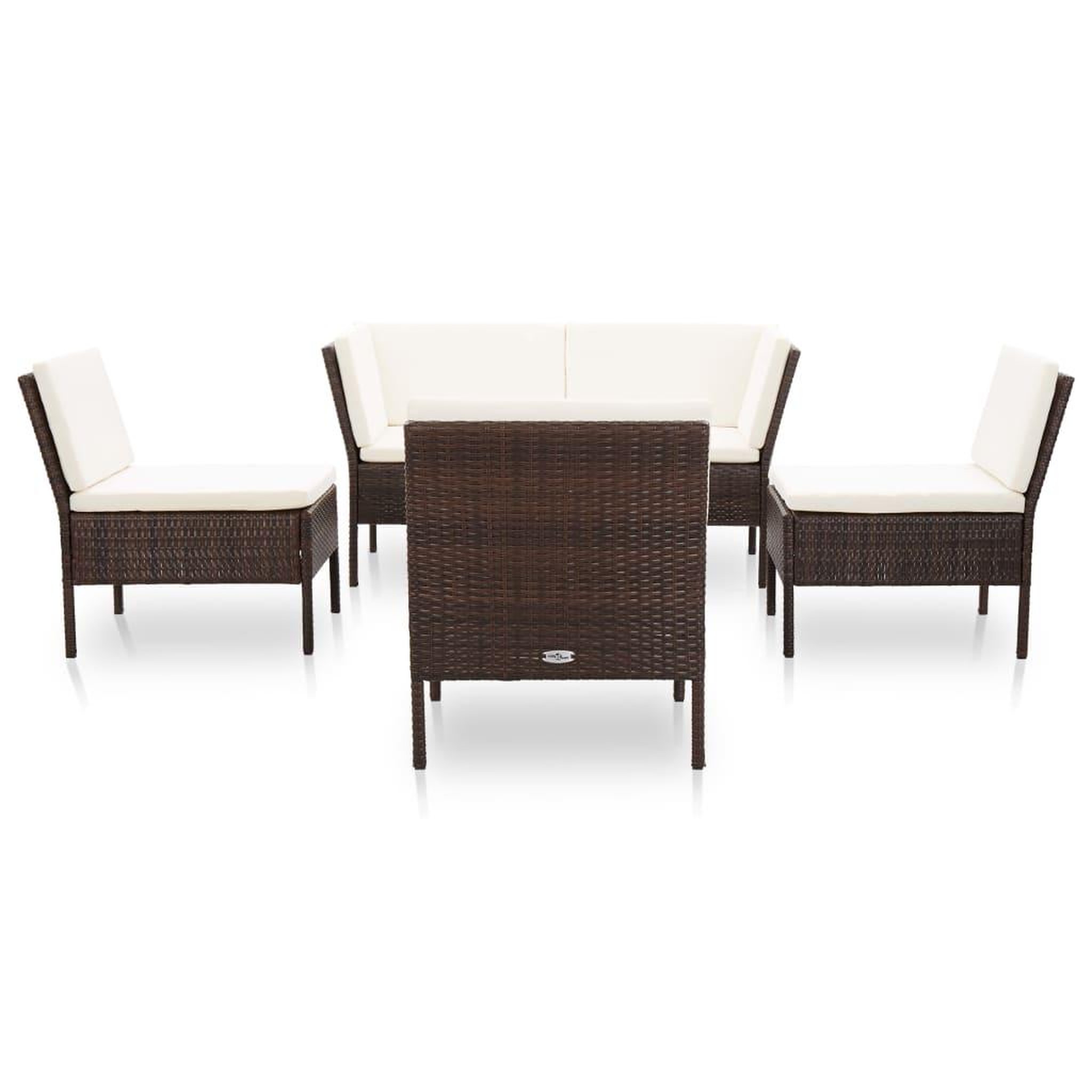 Voir la diapositive 2 : VIDAXL Salon de jardin 6 pcs avec coussins Resine tressee Marron