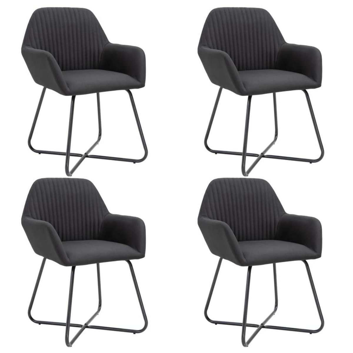 VIDAXL Chaises a manger lot de 4 noir tissu