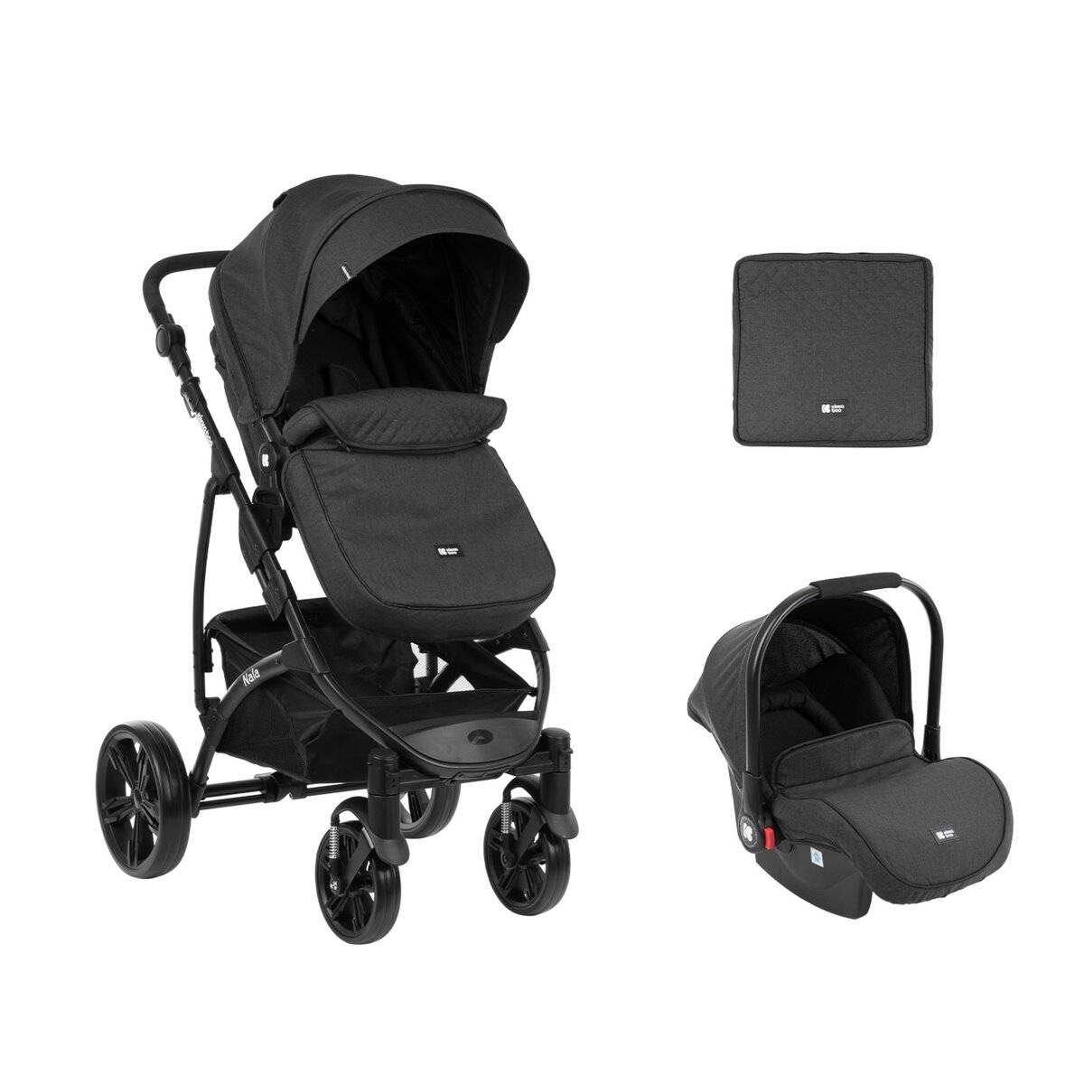 KIKKABOO Poussette combinée trio 3 en 1 avec siège auto Nala Kikka noir pas  cher 