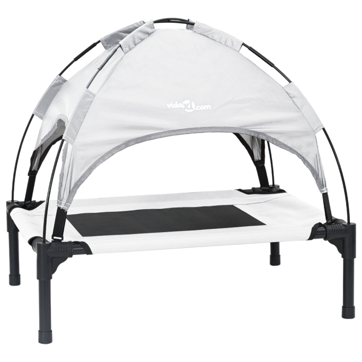 VIDAXL Lit de chien surélevé avec toit amovible Gris argent Acier