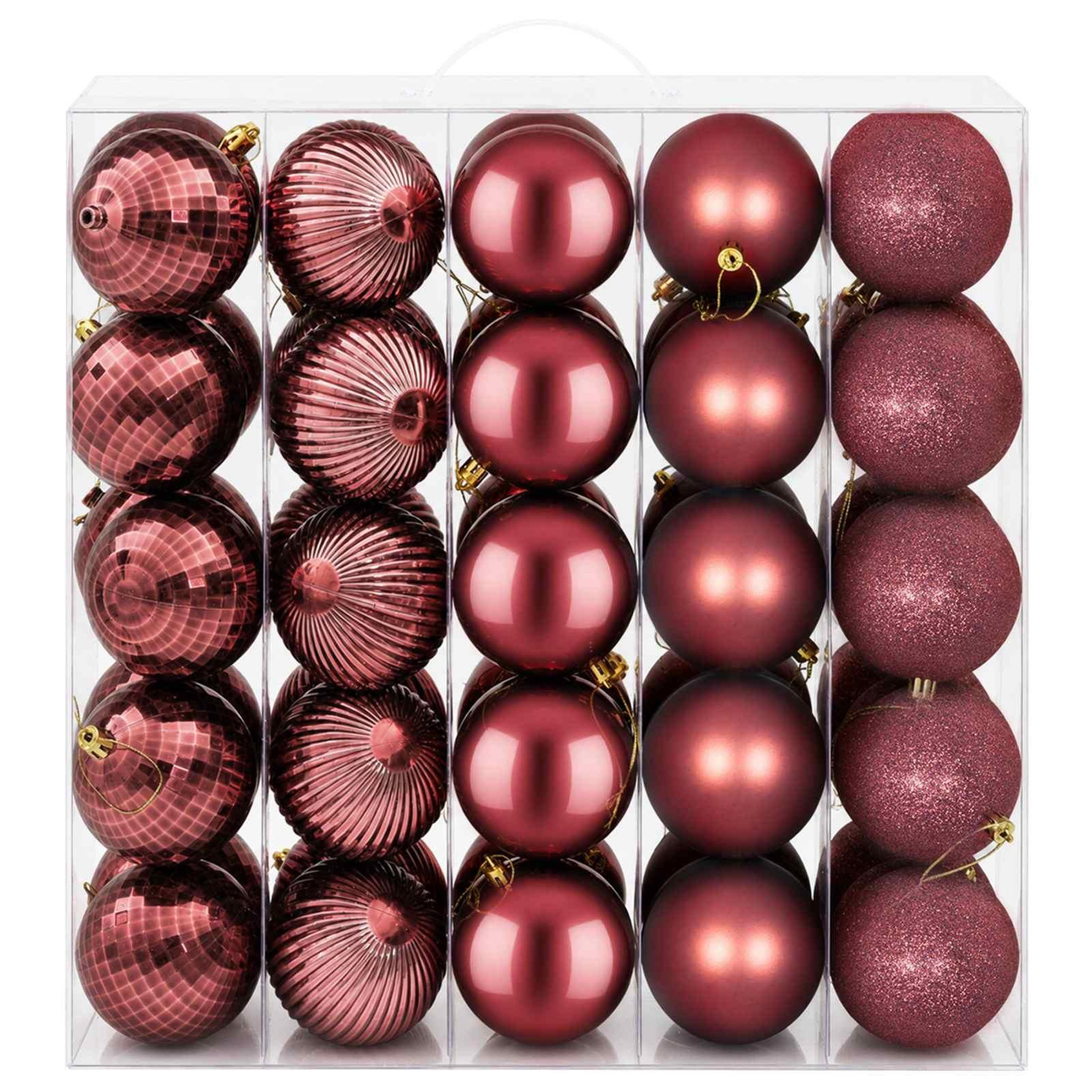 Voir la diapositive 4 : VIDAXL Ensemble de boules de Noël 50 pc Bordeaux Diam. 8 cm