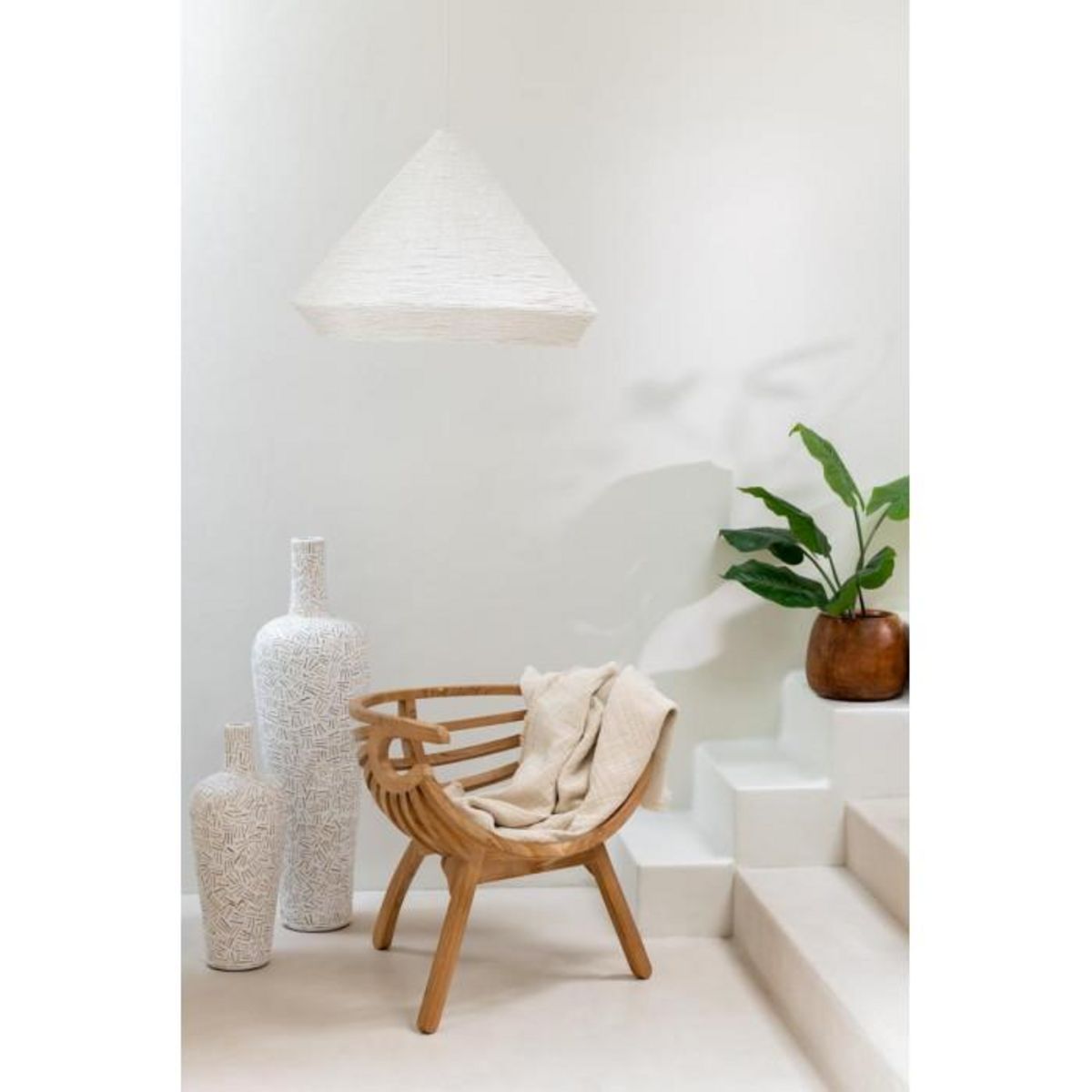 Paris Prix Vase Déco en Ciment  Lauwra  60cm Blanc