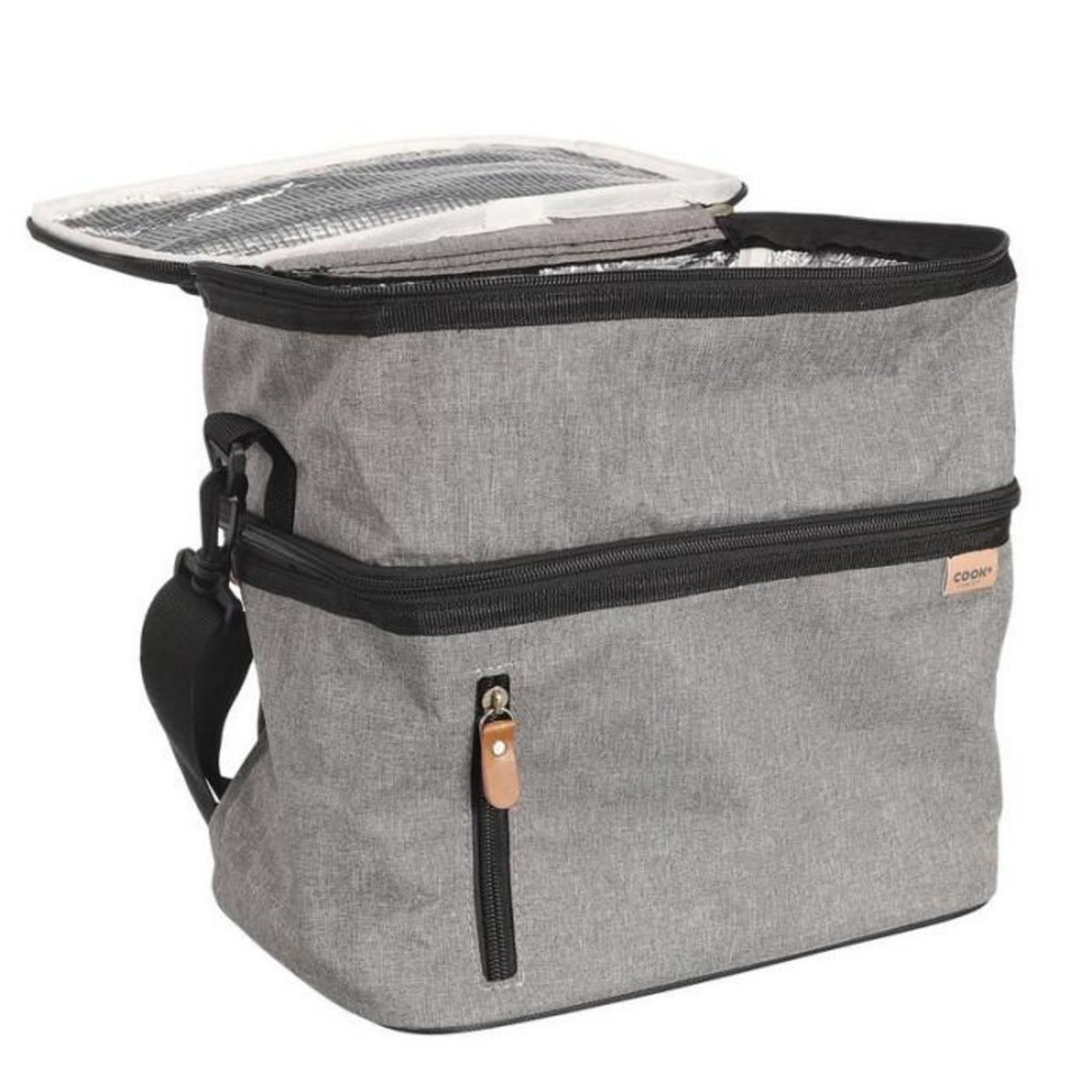 Paris Prix Sac Lunch Double  Zippé  28cm Gris