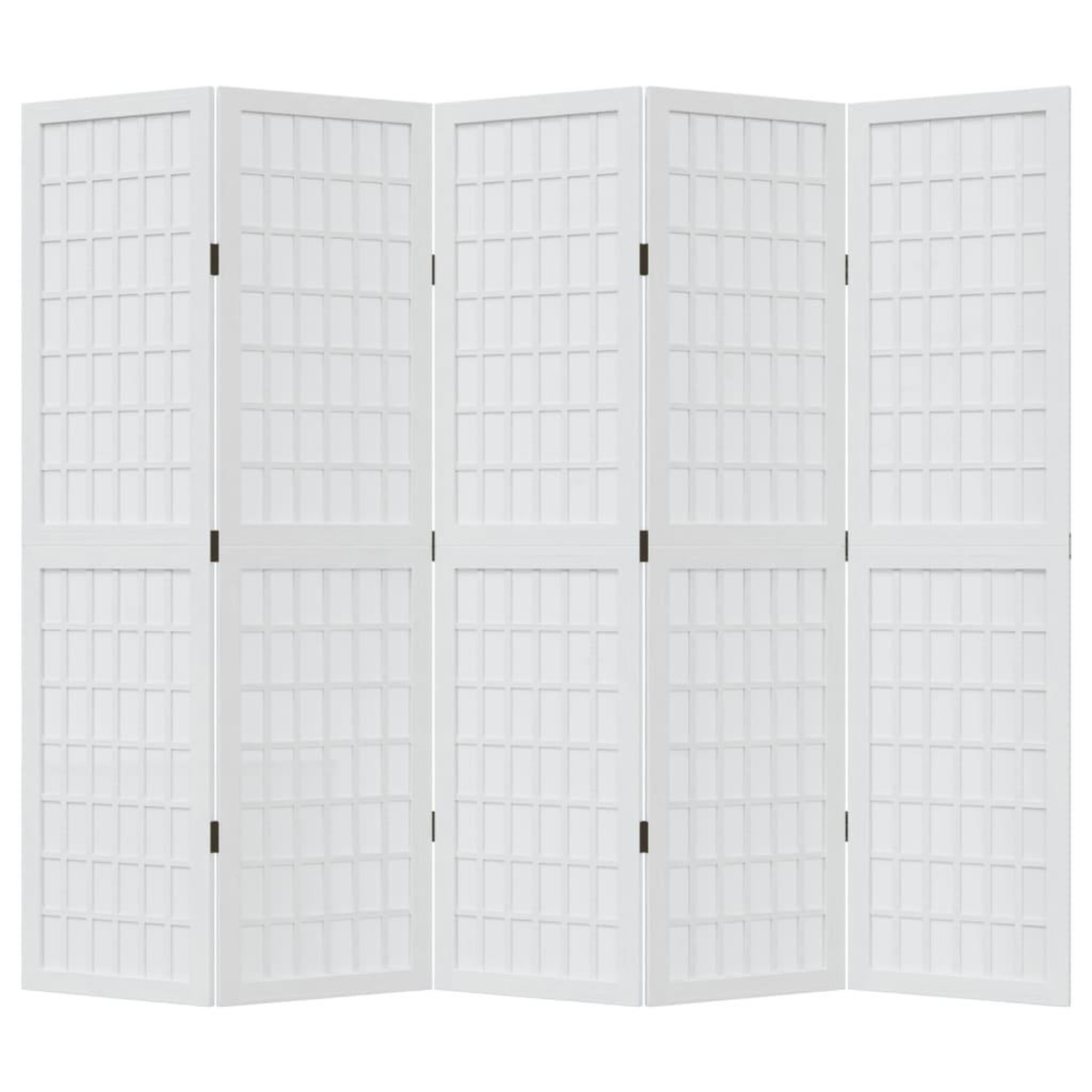 Voir la diapositive 4 : VIDAXL Cloison de separation 5 panneaux blanc bois de paulownia massif