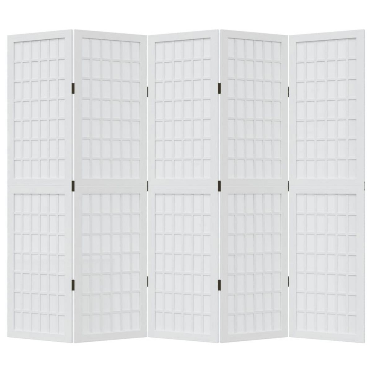 VIDAXL Cloison de separation 5 panneaux blanc bois de paulownia massif