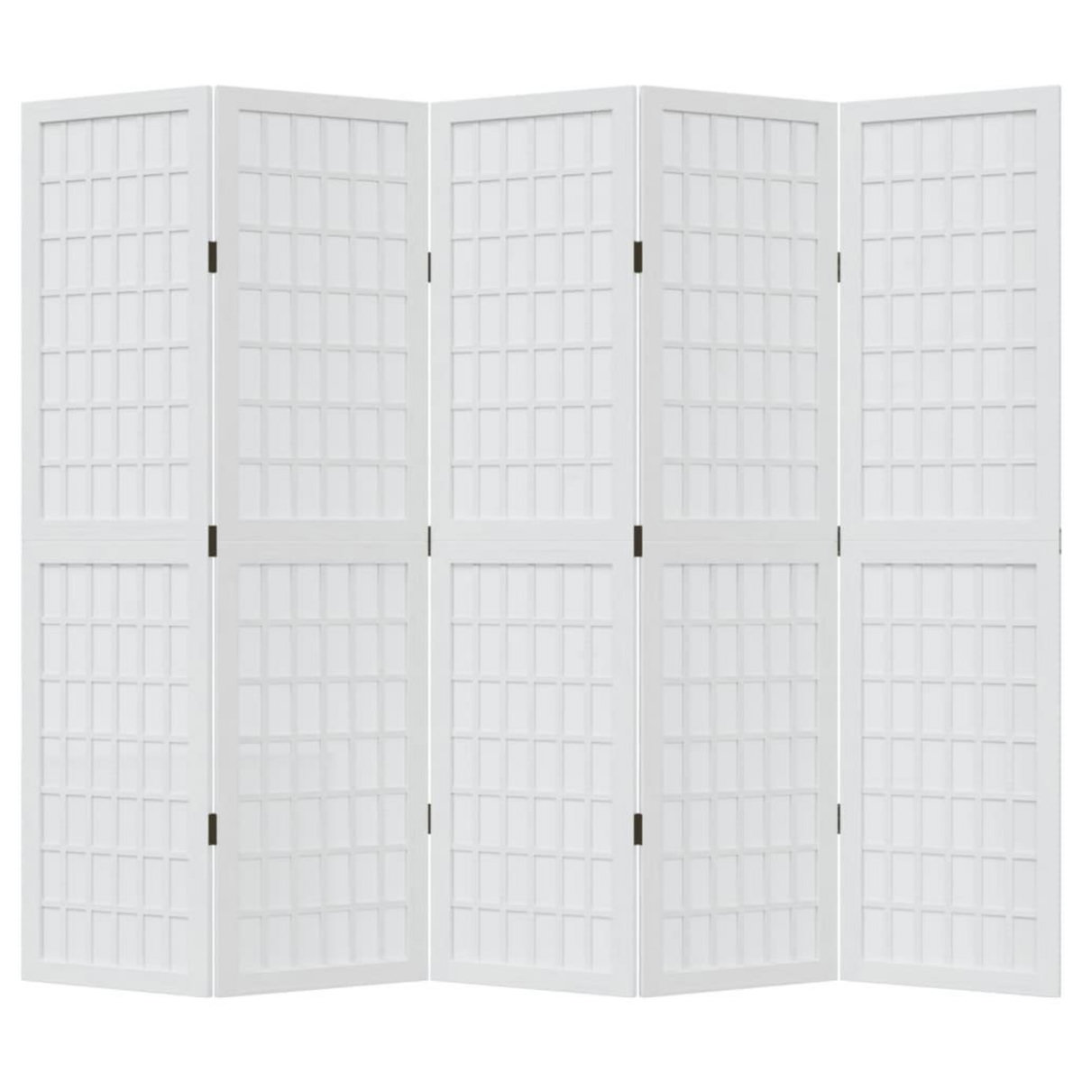 VIDAXL Cloison de separation 5 panneaux blanc bois de paulownia massif