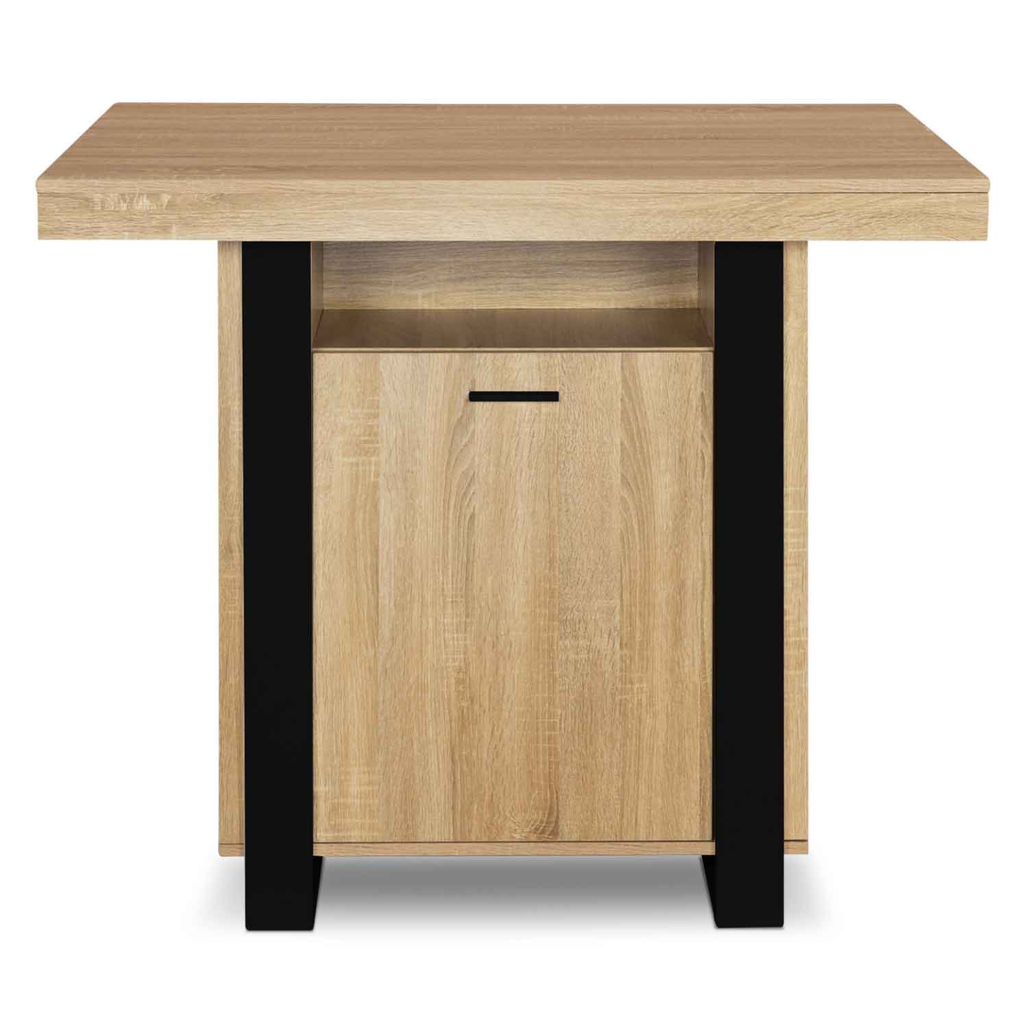 Voir la diapositive 3 : ID MARKET Ilot central phoenix 110 cm bois et noir avec rangements