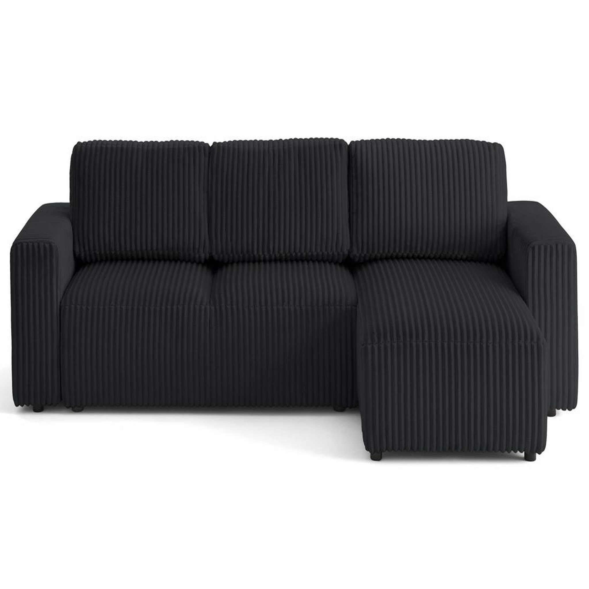 Voir la diapositive 1 : LISA DESIGN Livy - canapé d'angle réversible 4 places convertible avec coffre en velours côtelé grosses côtes