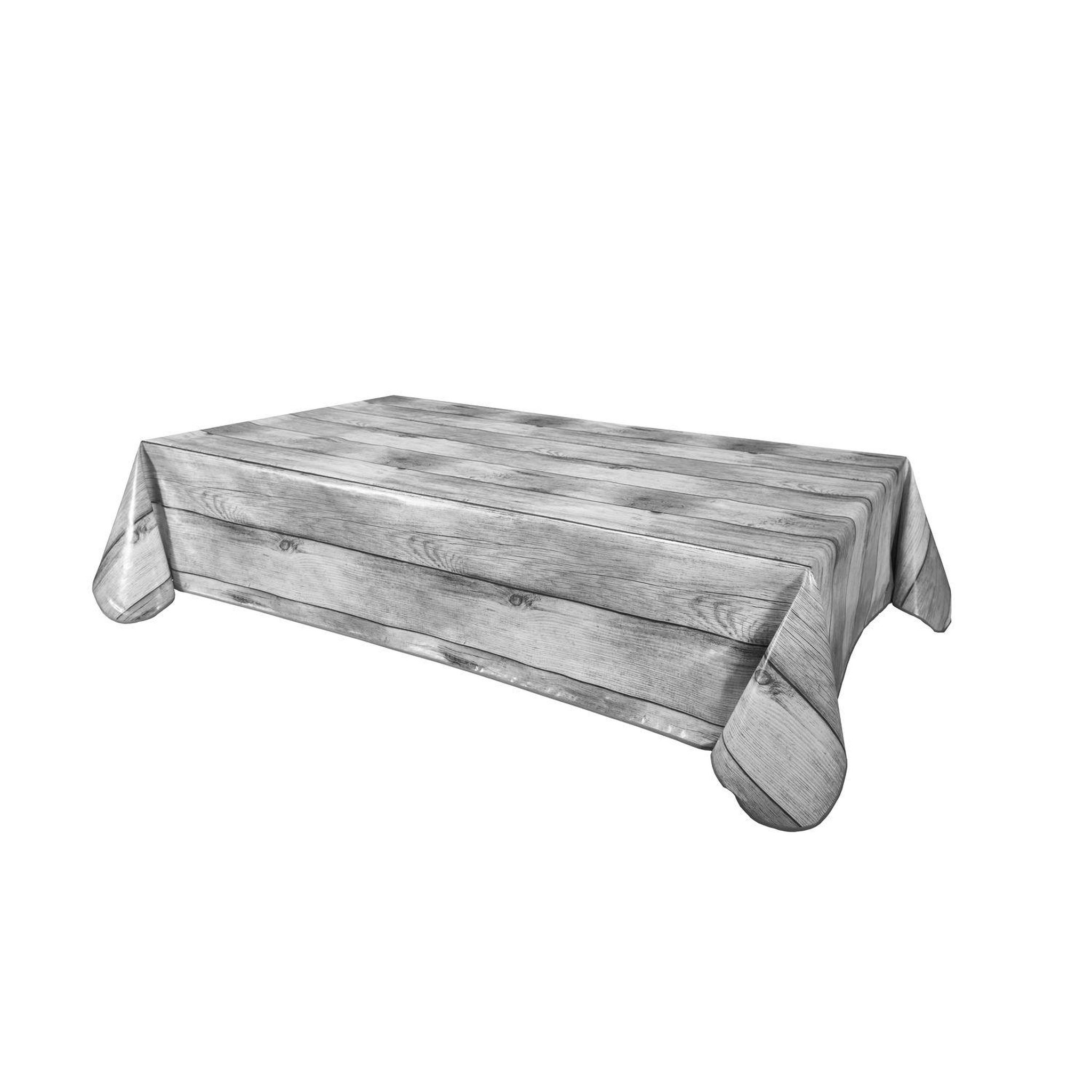 HABITABLE Nappe en toile cirée rectangulaire effet bois Planche - L. 140 x l. 240 cm - Gris