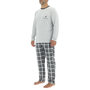 Voir la diapositive 3 : PIERRE CARDIN Ensemble Pyjama long homme en popeline à carreaux et Logo poitrine