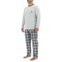 Voir la diapositive 3 : PIERRE CARDIN Ensemble Pyjama long homme en popeline à carreaux et Logo poitrine