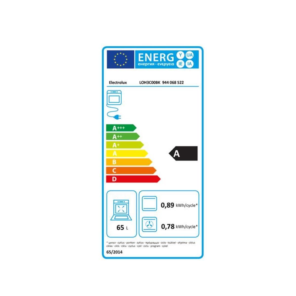 ELECTROLUX Four intégrable 65l 60cm catalyse noir - LOH3C00BK