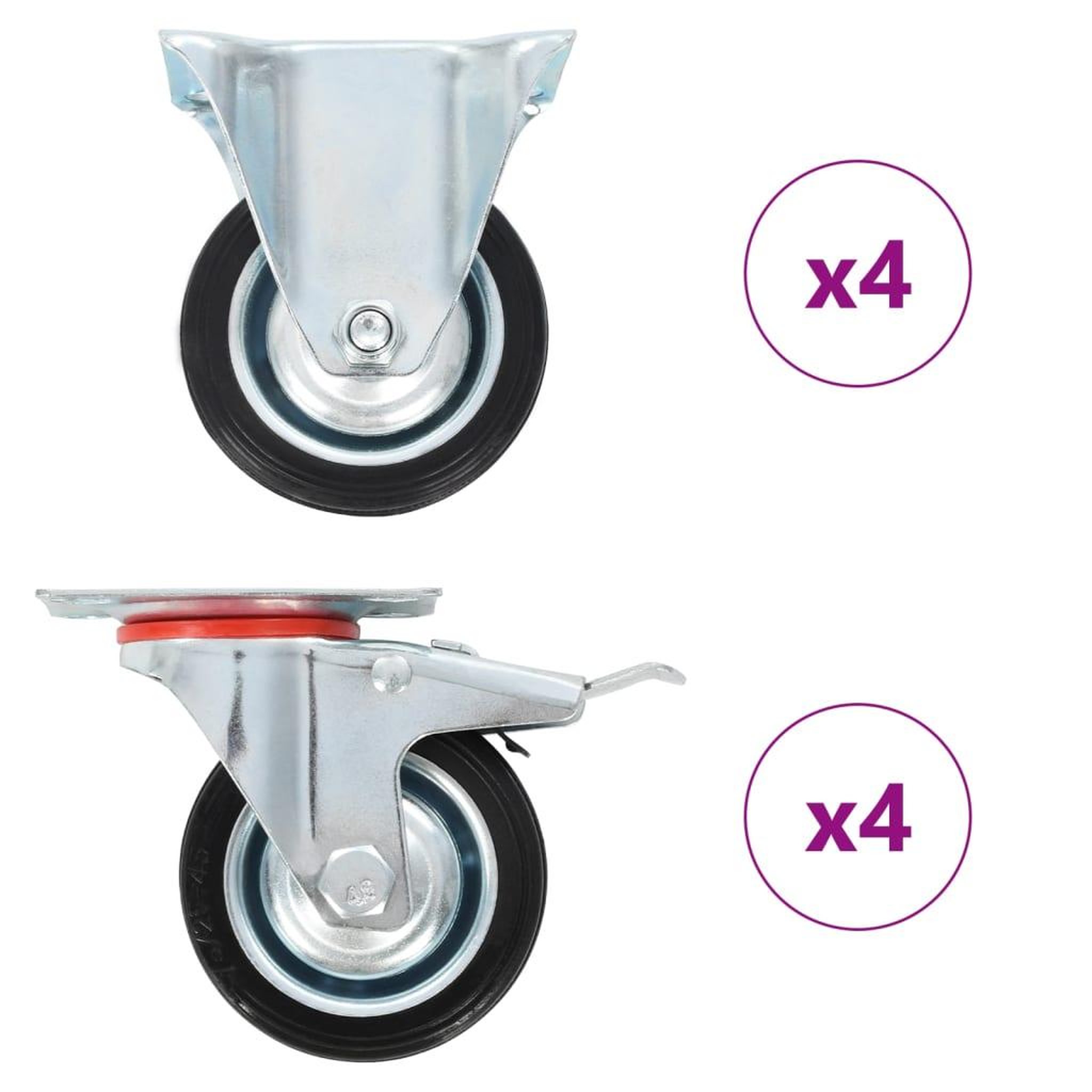 VIDAXL 8 pcs Roulettes 75 mm