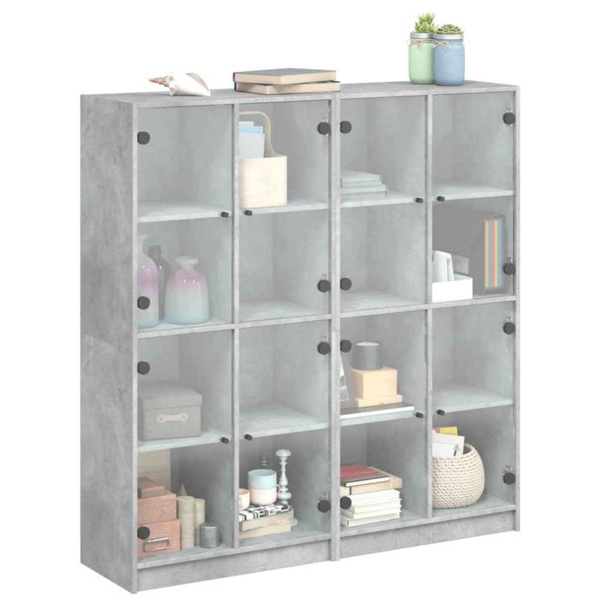 VIDAXL Bibliotheque avec portes gris beton 136x37x142 cm