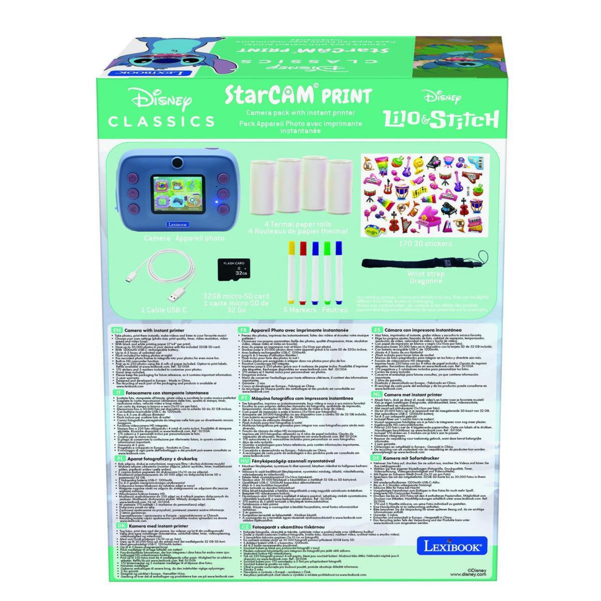 Lexibook Starcam Print appareil photo numérique HD avec imprimante instantanée Stitch