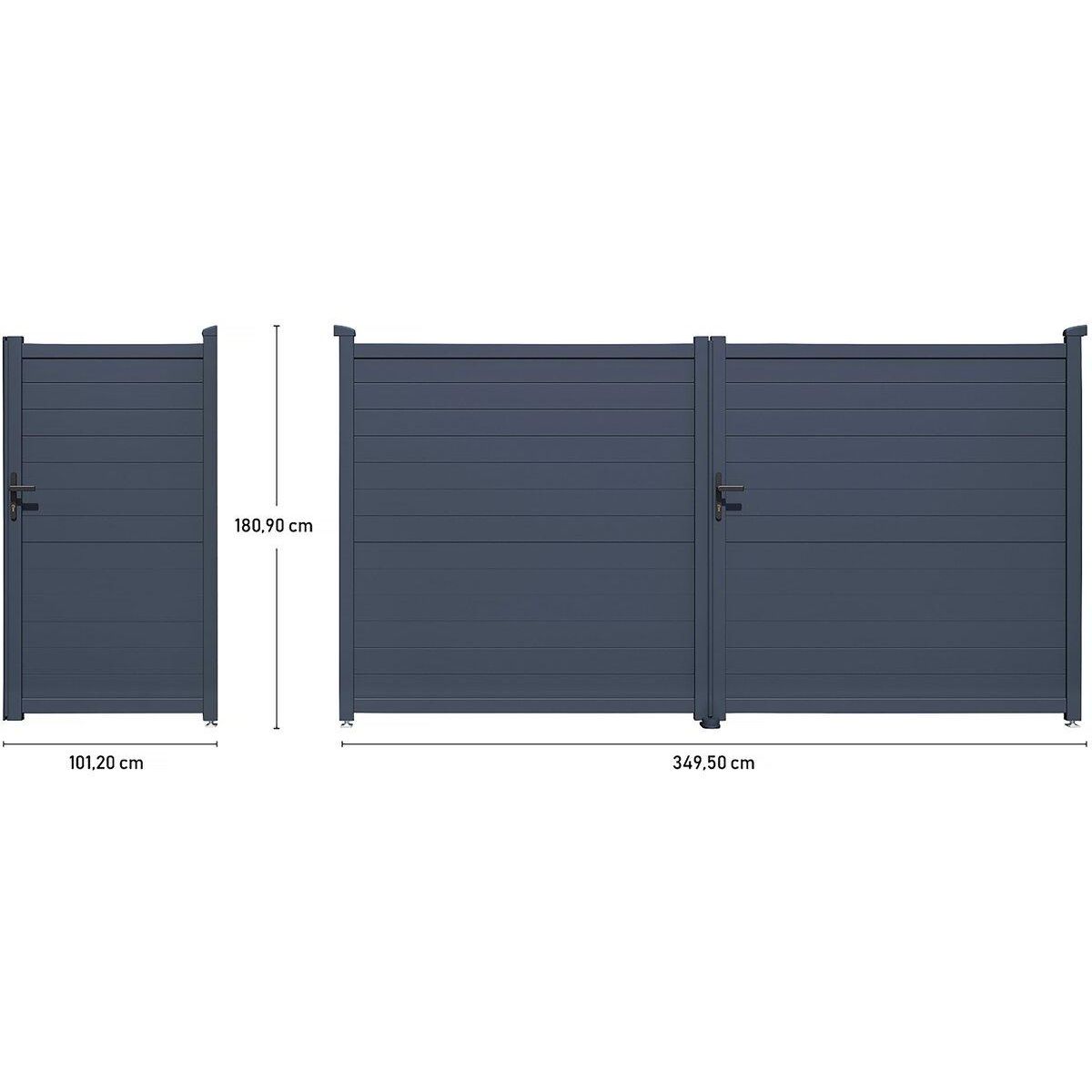 Habitat et Jardin Pack portail + portillon  Marc  - Gris