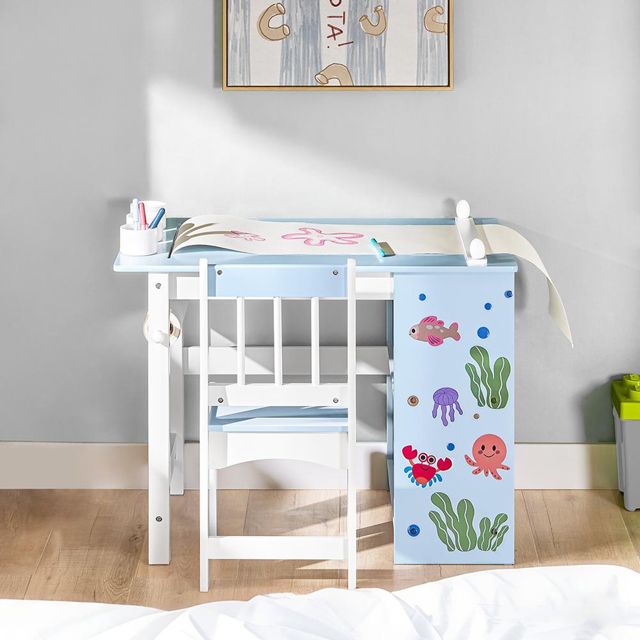 Voir la diapositive 4 : SOBUY SoBuy - Ensemble Table Et Chaise Enfant avec 2 étagères - Nordique - KMB60