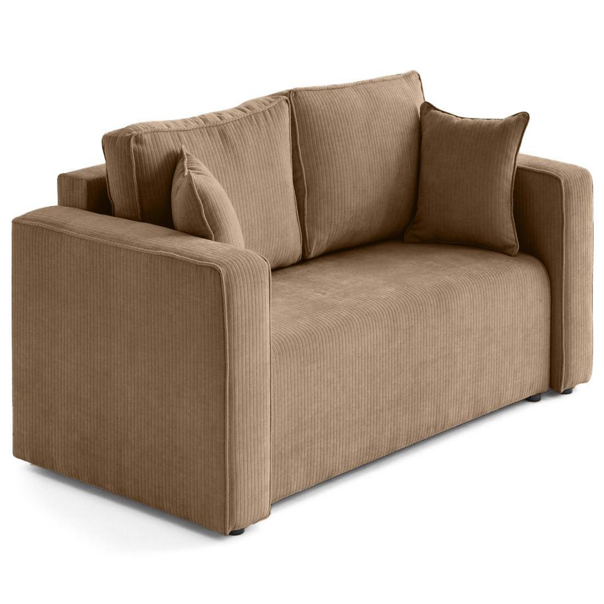 Voir la diapositive 3 : BEST MOBILIER Topaze - canapé droit 2 places en velours côtelé plat