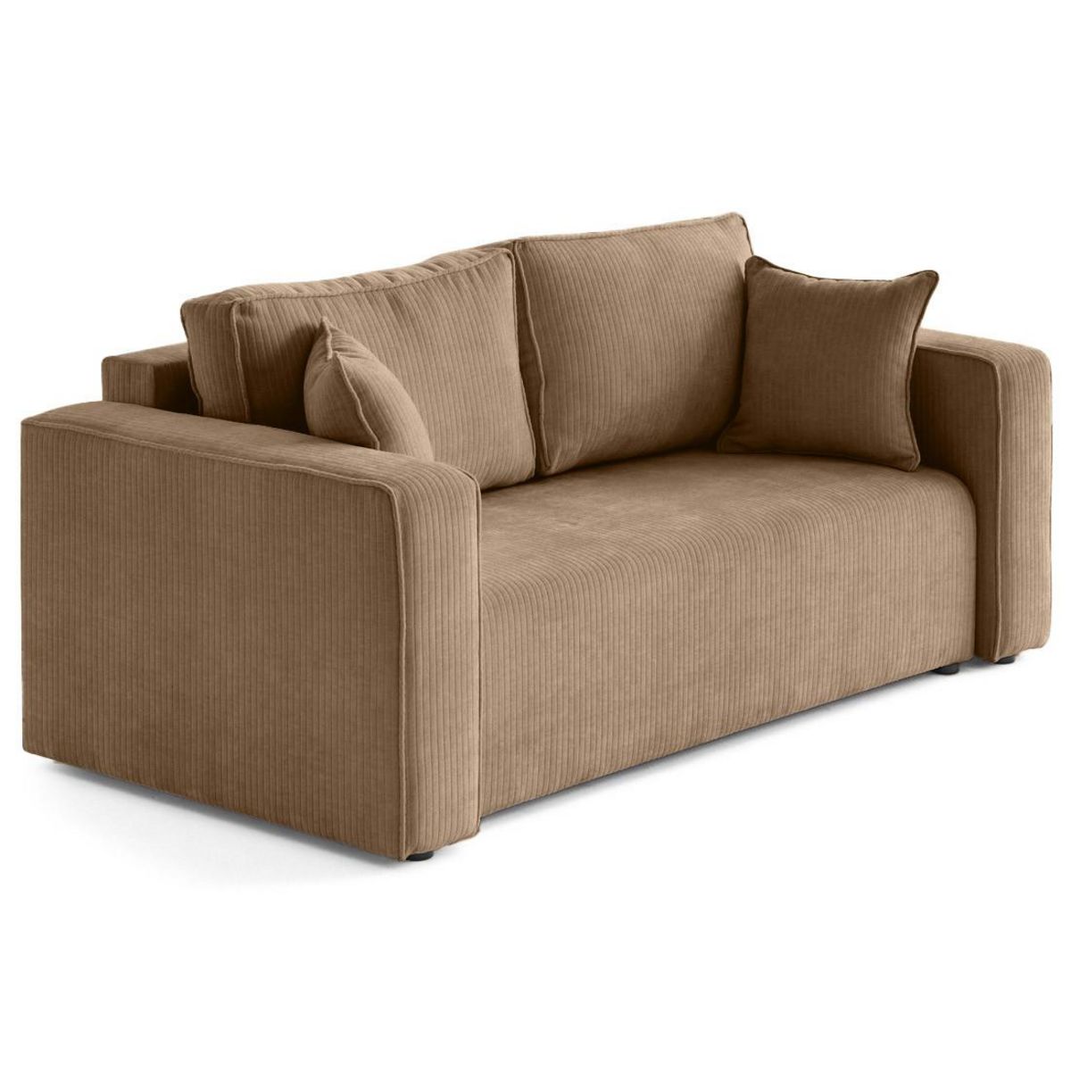 BEST MOBILIER Topaze - canapé droit 2 places en velours côtelé plat