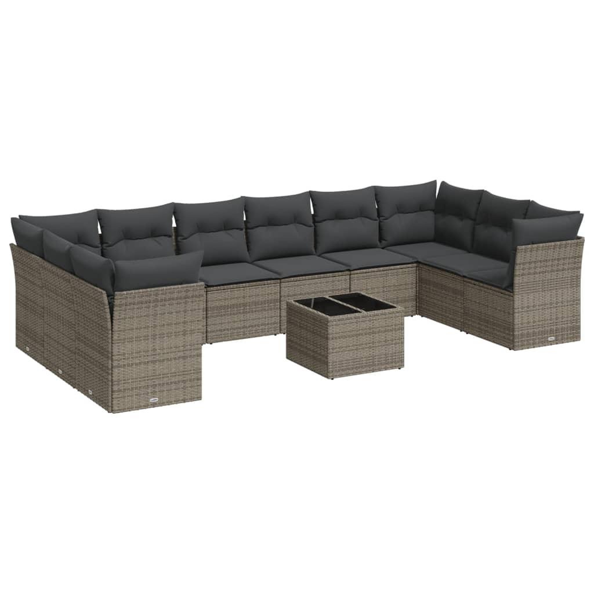 Voir la diapositive 2 : VIDAXL Salon de jardin 11 pcs avec coussins gris resine tressee