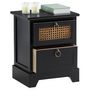 Voir la diapositive 3 : IDIMEX Table de chevet PADMA 2 tiroirs, en bois et rotin