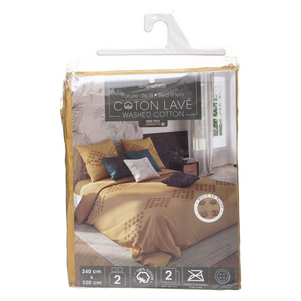 ATMOSPHERA Parure de lit en coton lavé Tuft - 240 x 220 cm