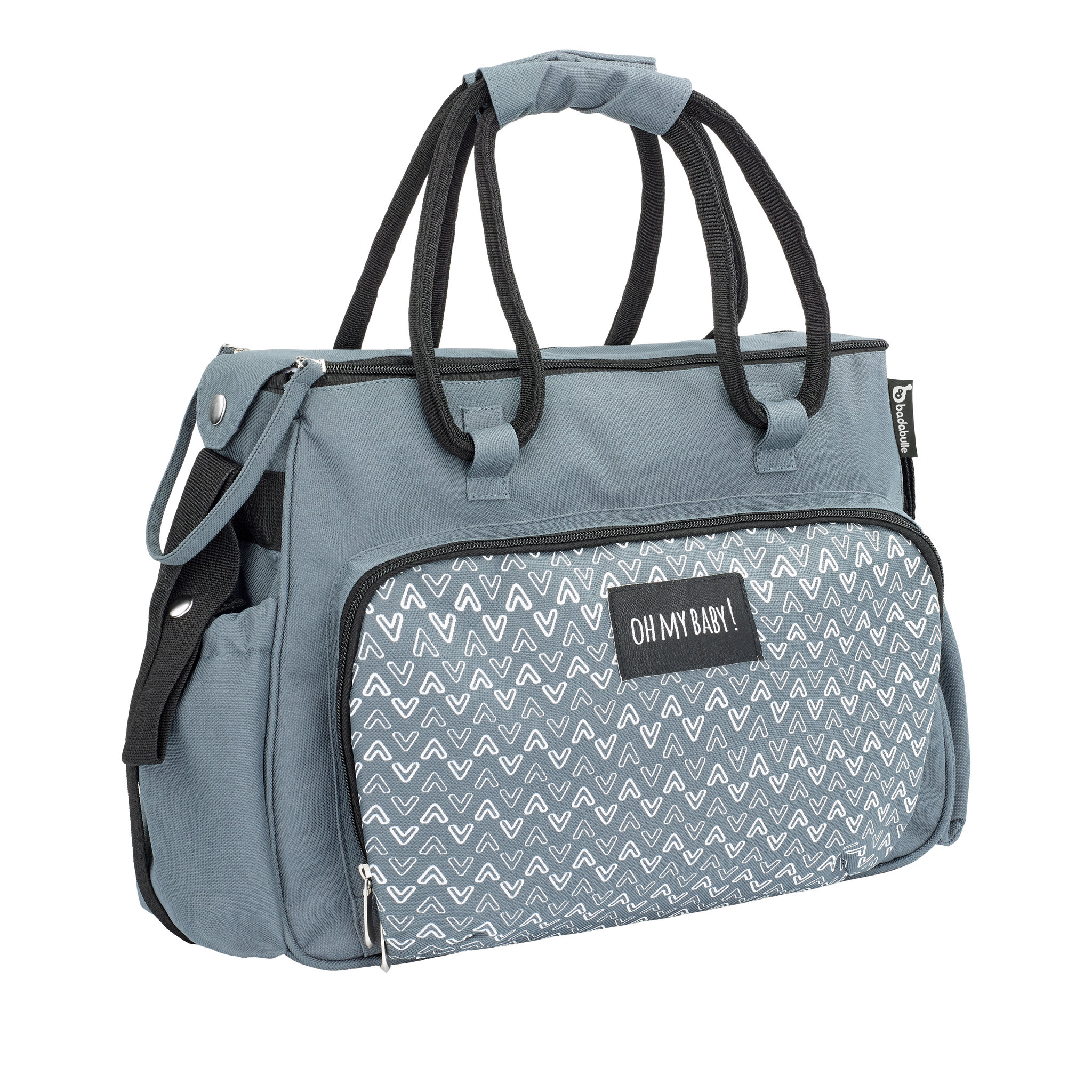 Voir la diapositive 1 : BADABULLE Sac à langer multipoches gris BOHO 