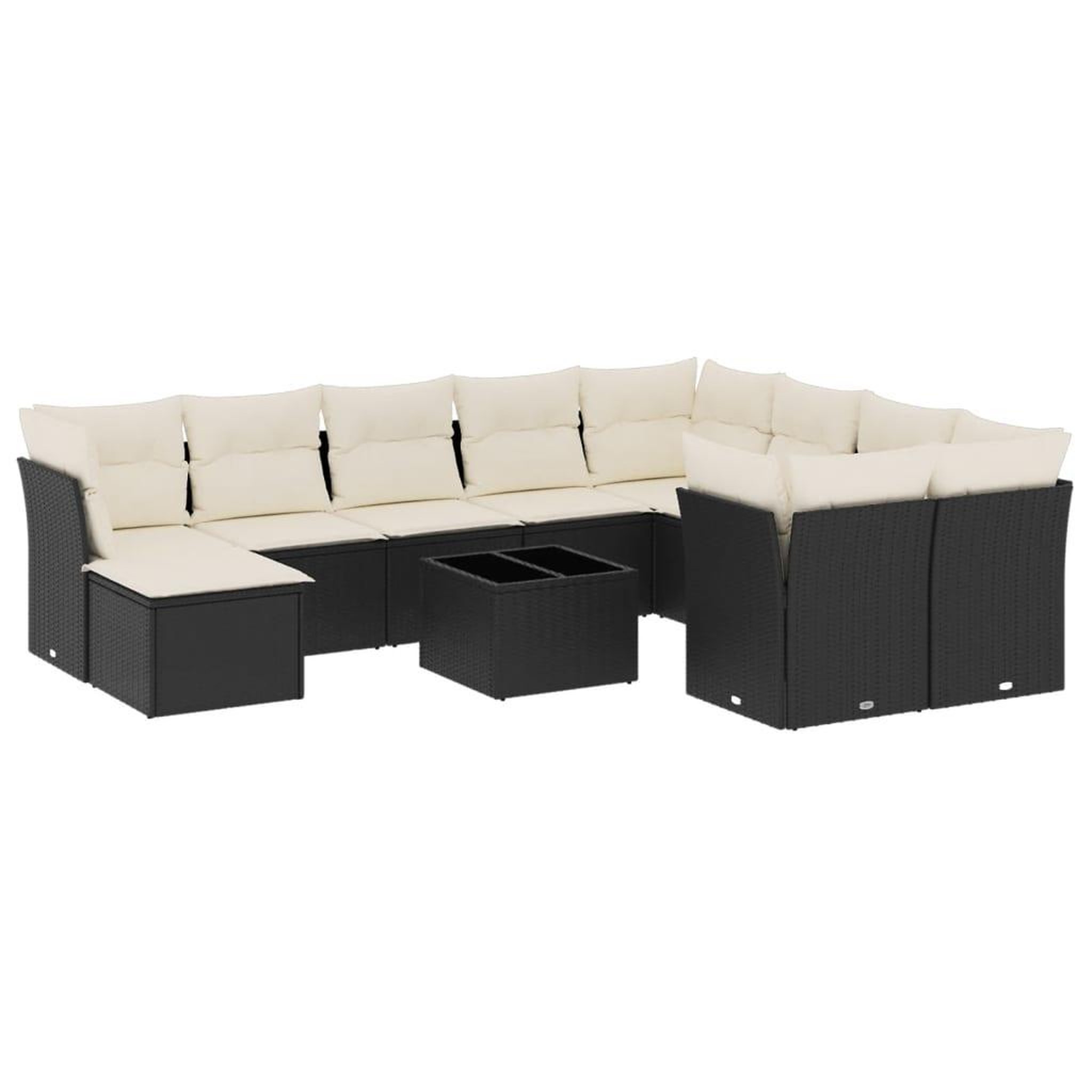 Voir la diapositive 2 : VIDAXL Salon de jardin 11 pcs avec coussins noir resine tressee