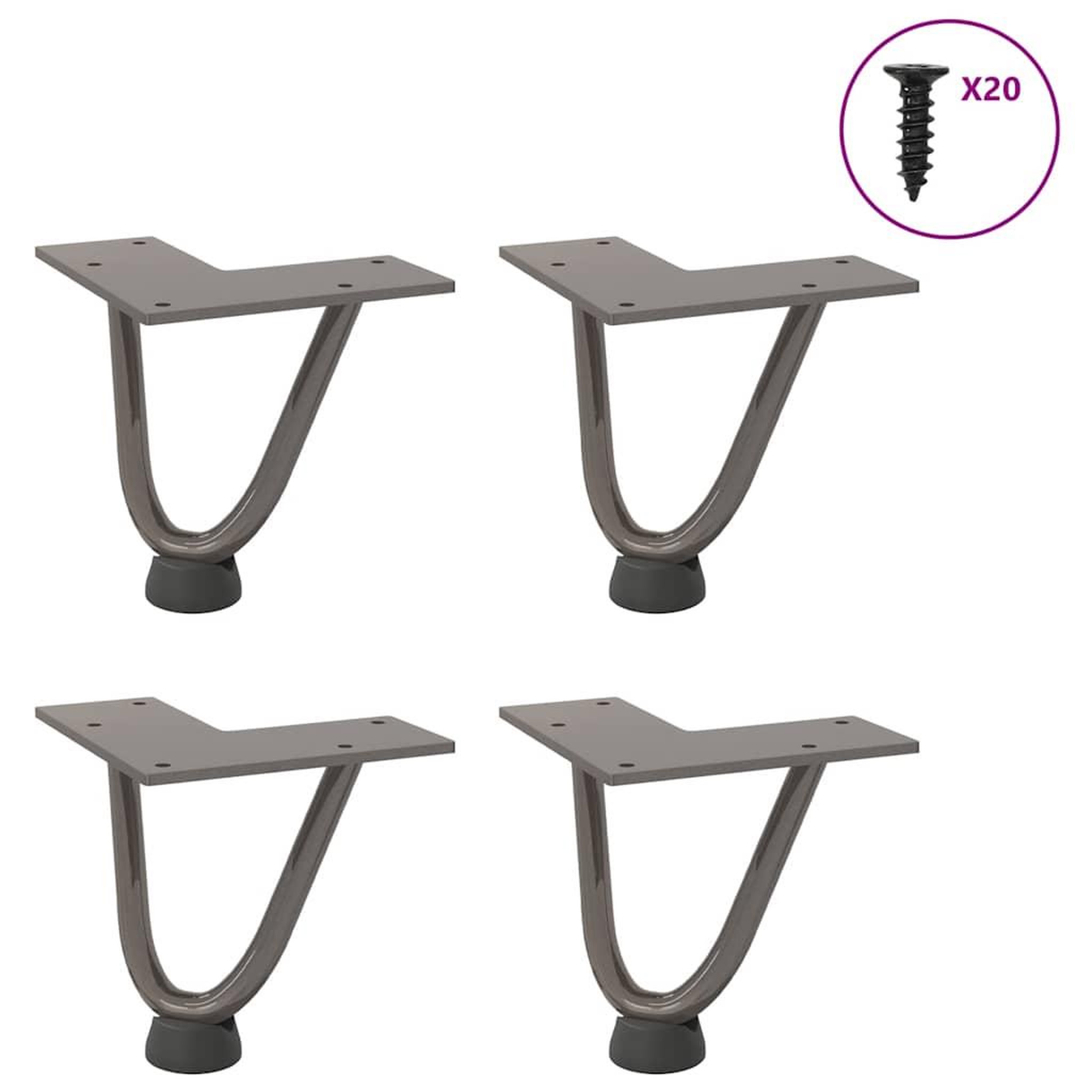 VIDAXL Pieds de table en forme d'epingle a cheveux 10 cm acier massif