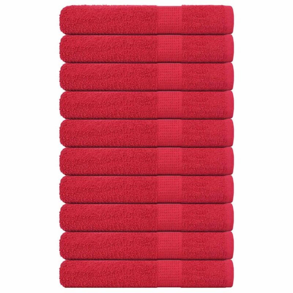 VIDAXL Serviettes de sauna 10 pcs rouge 80x200 cm 360 g m² 100% coton