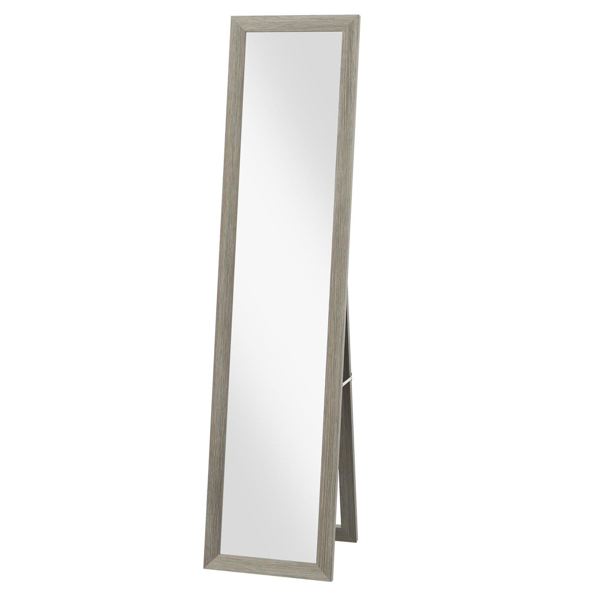 HOMCOM Miroir sur pied et mural rectangulaire dim. 37L x 40l x 157H cm aspect bois gris