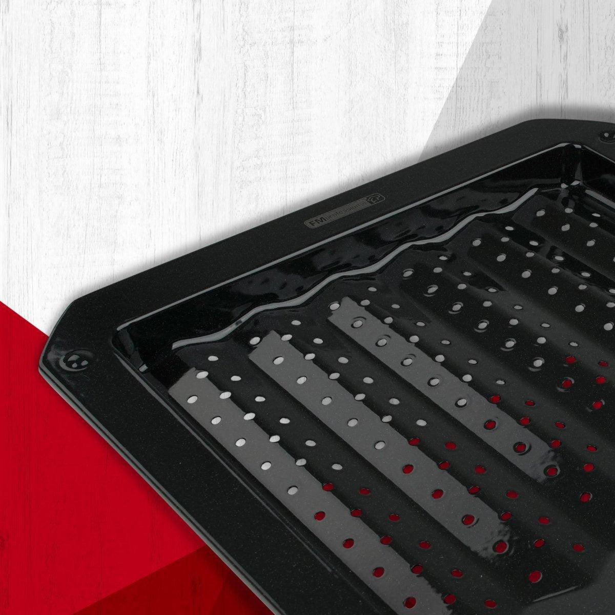 FM PROFESSIONAL Plaque ondulée et perforée pour four et barbecue en tôle 38 x 33 cm FM Professional Barbecue